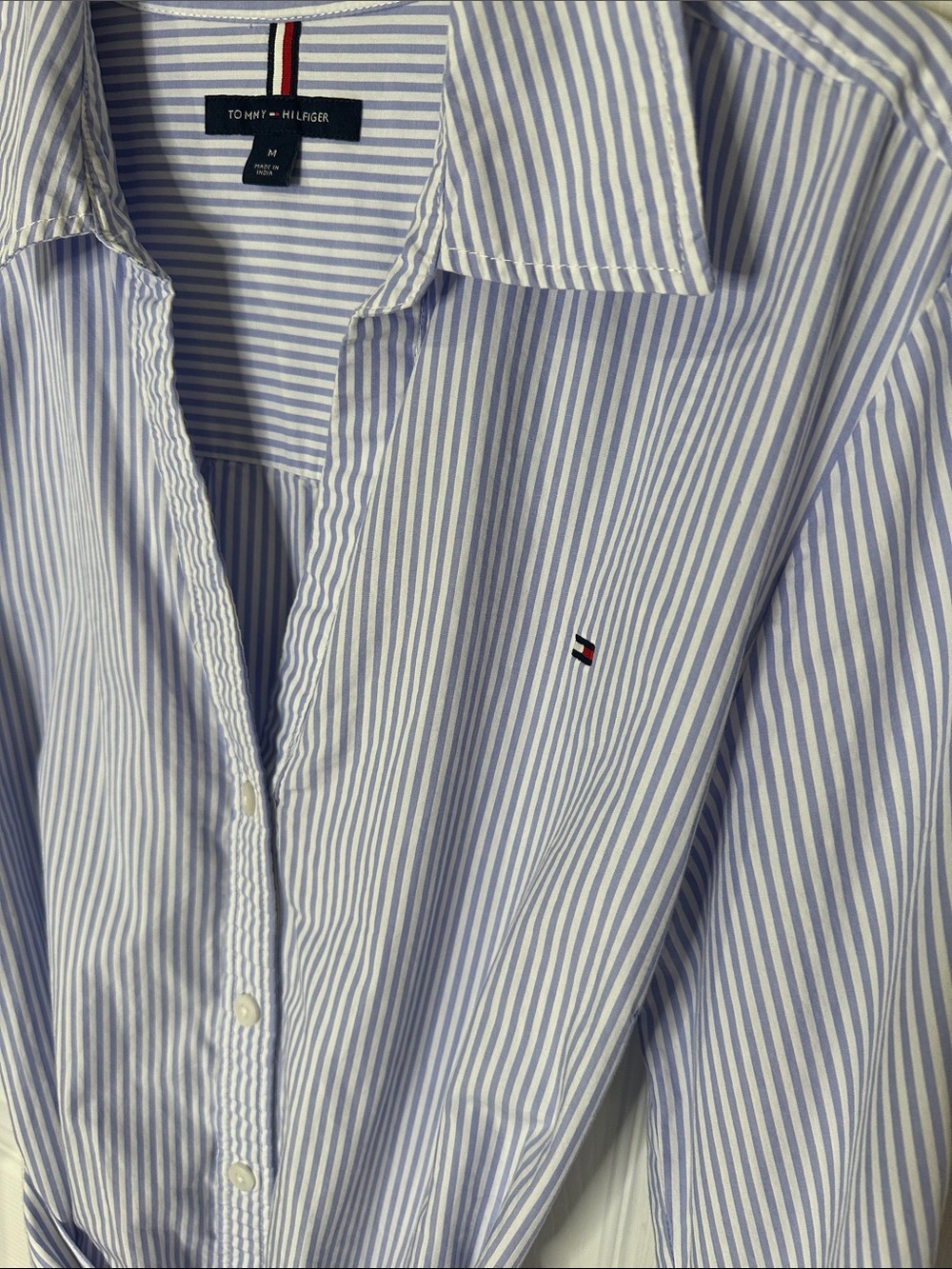 Tommy Hilfiger Blue & White Striped Shirt Dress with Tie Belt | Medium - Picture 3 of 9